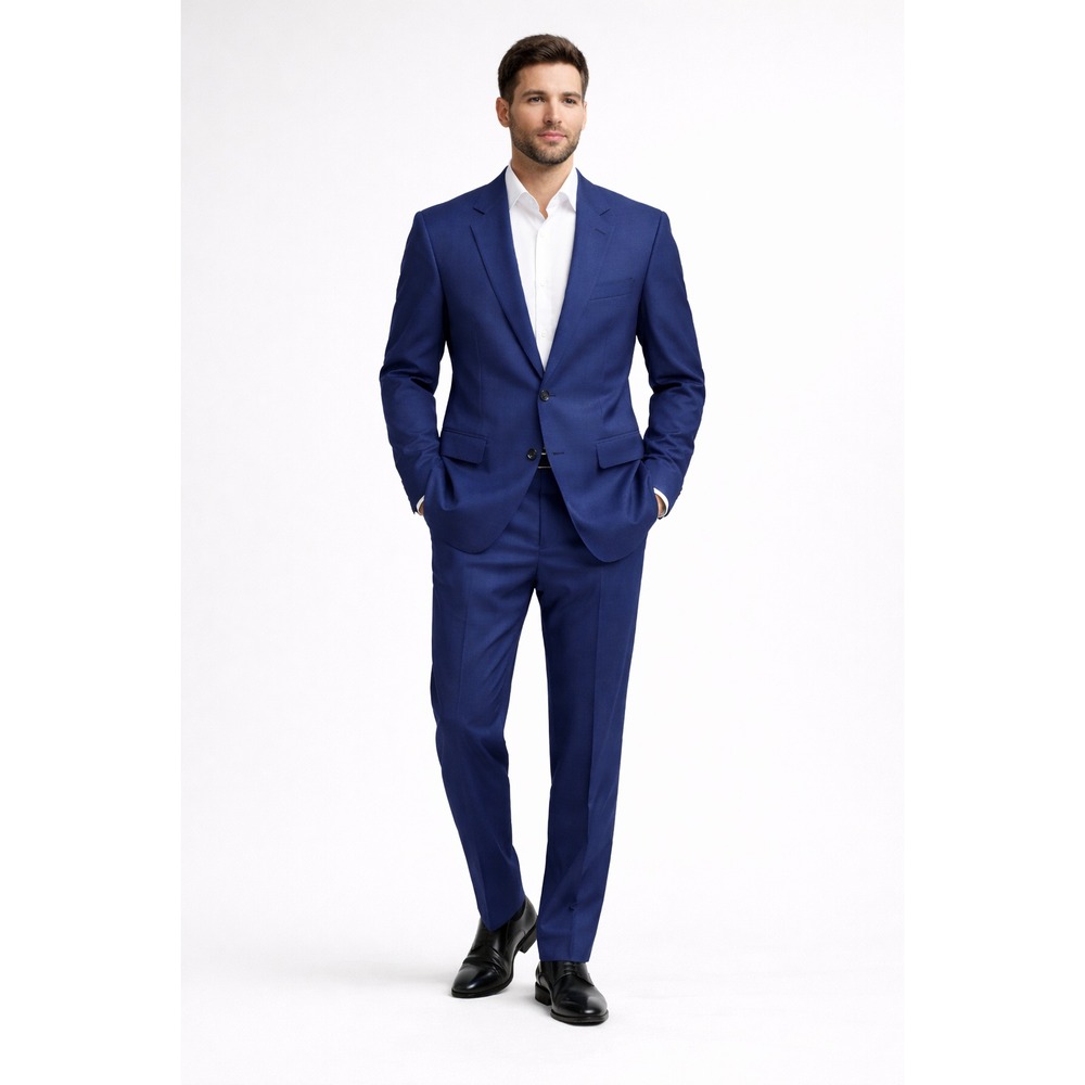 Balani Custom Navy Blue Wool Two Button Suit Bespoke Tailored‎ Set Heritage